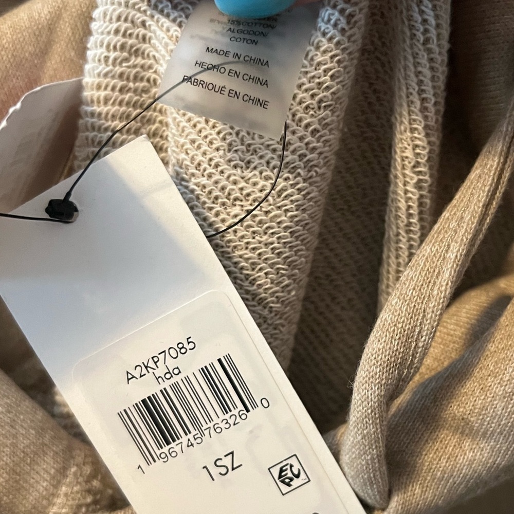 Beige taupe Calvin Klein Hooded Poncho - Picture 6 of 7